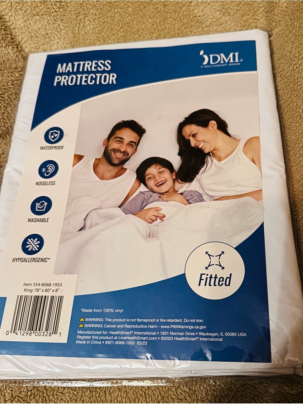White Fitted Waterproof Mattress Protector, King size